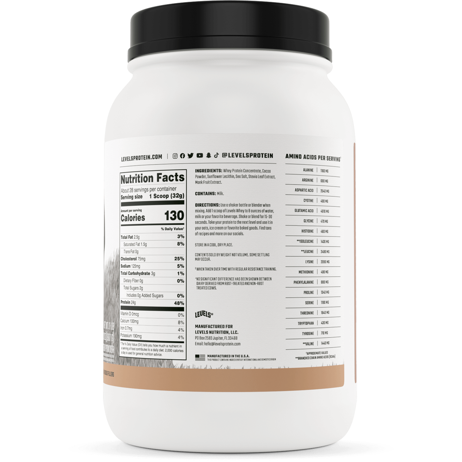 Grass Fed Whey Protein Powder - Levels